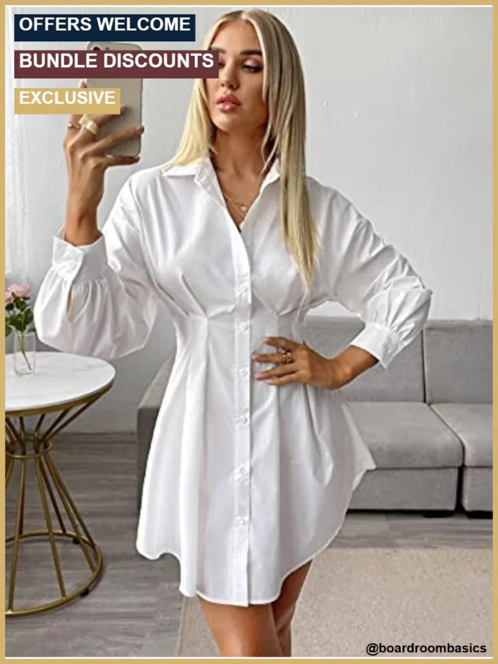 Women's Button Down T Shirt Dress Cinched Waist Brunch Outfits